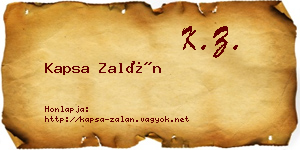 Kapsa Zalán névjegykártya